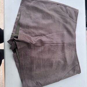 Brown Textured Mini Shorts